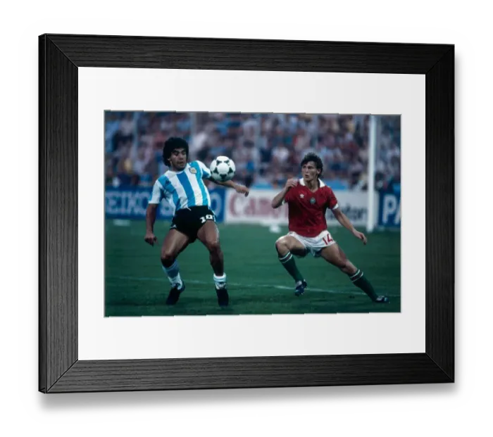 Framed Print : 1982 World Cup Group Three match in Alicante, Spain. Argentina 4 v Hungary 1