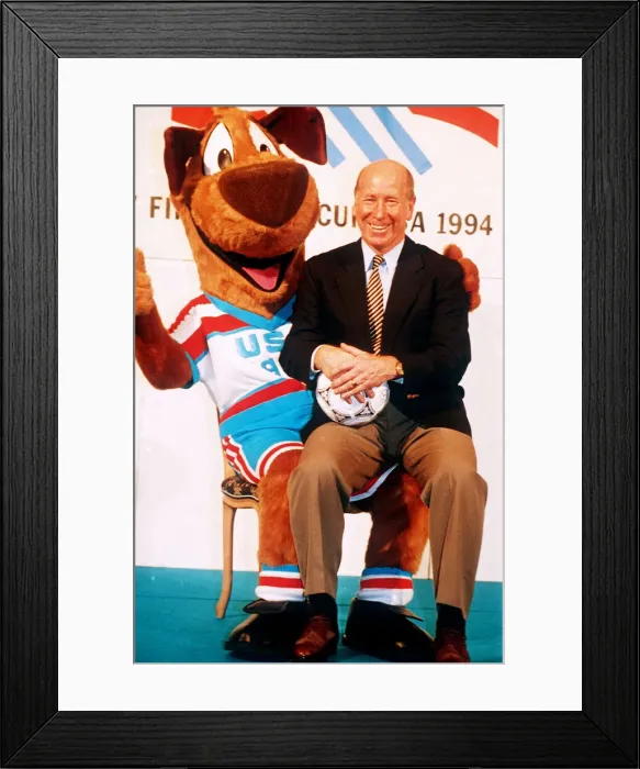 Framed Print : Bobby Charlton former England Football player, photocall to launch the 1994 World Cup
