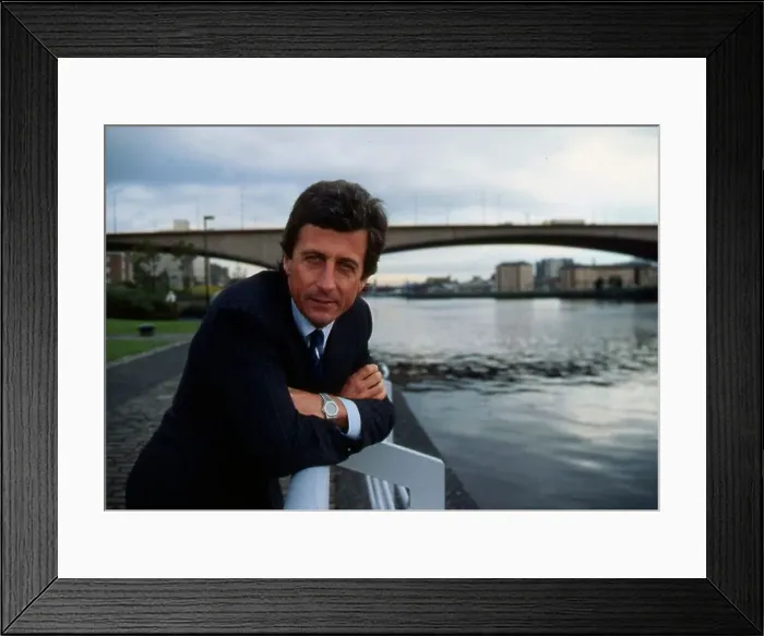 Framed Print : Robert Lacey beside River Clyde Glasgow November 1987 Framed Print : Robert Lacey beside River Clyde Glasgow November 1987