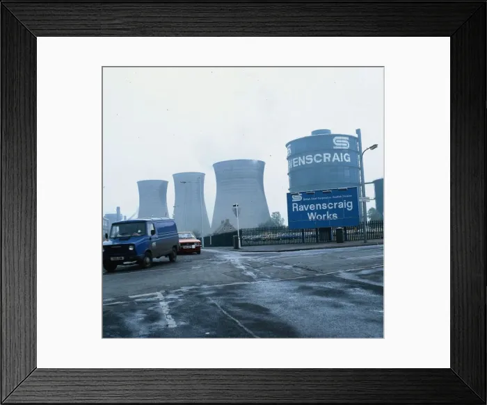 Framed Print : Ravenscraig steel works February 1990 Van and car leaving gates Framed Print : Ravenscraig steel works February 1990 Van and car leaving gates