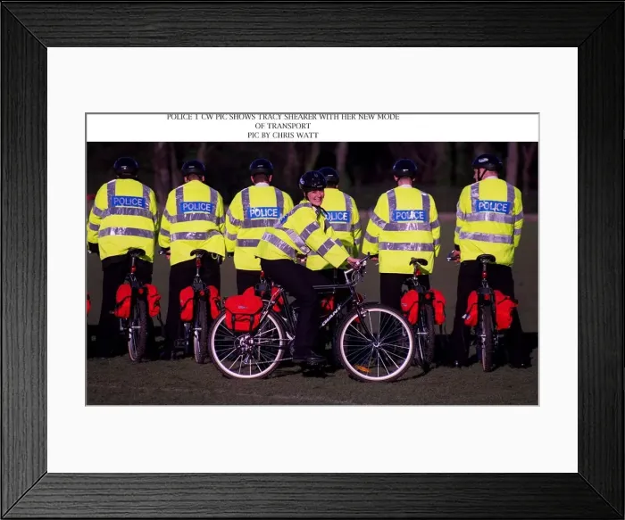 Framed Print : Tracey Shearer Police Officer on bicycle Framed Print : Tracey Shearer Police Officer on bicycle