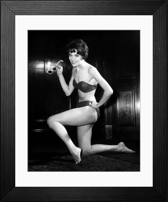 Framed Print : Clothing Fashion Leather Underwear Bra Knickers Gloria Taylor February 1960
