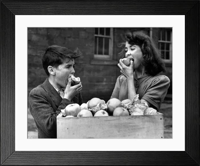 Framed Print : Terence Waite and Eileen Harting enjoy their one of many apples Framed Print : Terence Waite and Eileen Harting enjoy their one of many apples