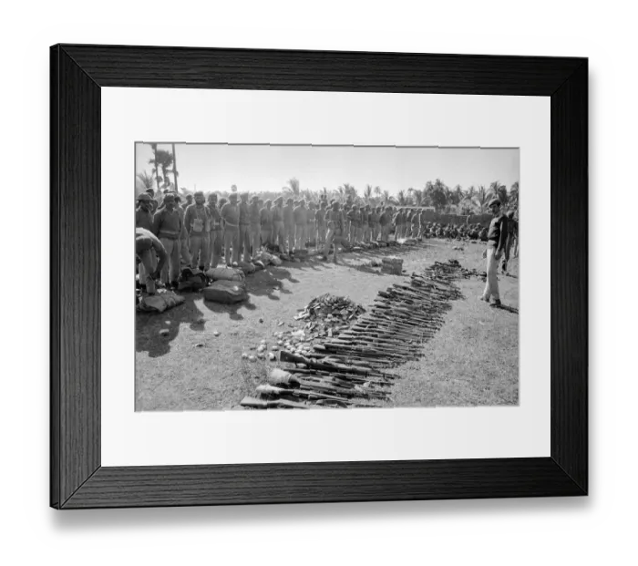 Framed Print : Bangladesh War of Independence 1971 Pakistani soldiers giving up their guns under