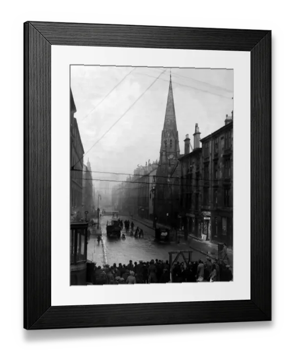 Framed Print : The Church Square in Plantation Street Glasgow February 1935
