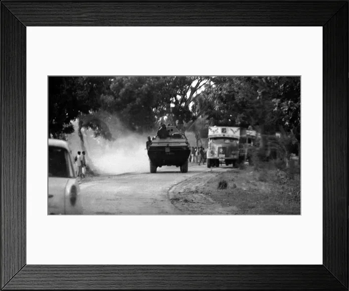 Framed Print : Bangladesh War of Independence 1971 Elements of the Indian army waiting on the road