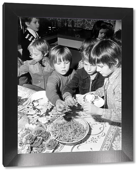 Childrens birthday party Nicky eating on his 6th birthday March 1975