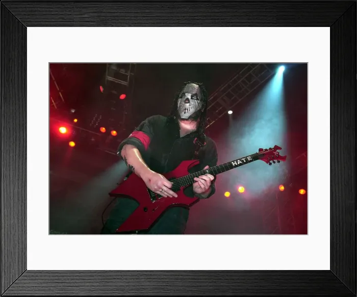 Framed Print : Slipknot in concert at the NEC. Picture shows guitarist seven'. Birmingham Framed Print : Slipknot in concert at the NEC. Picture shows guitarist seven'. Birmingham