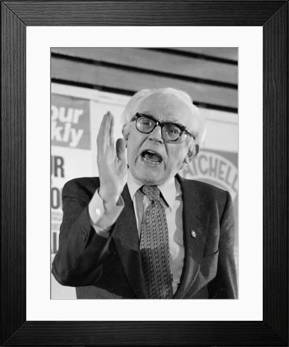 Framed Print : Michael Labour Party Leader Michael Foot seen here talking at the London College of