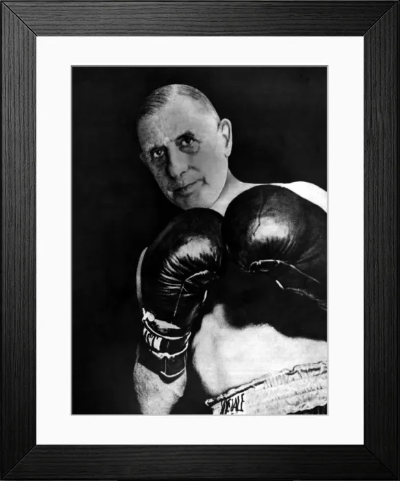 Framed Print : President Charles De Gaulle - December 1965 Seen here as a boxer - the picture was Framed Print : President Charles De Gaulle - December 1965 Seen here as a boxer - the picture was