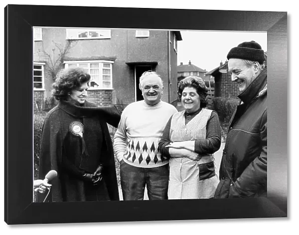 Tony Benn Labour candidate with actress Pat Phoenix and Joseph & Dorothy Willis in