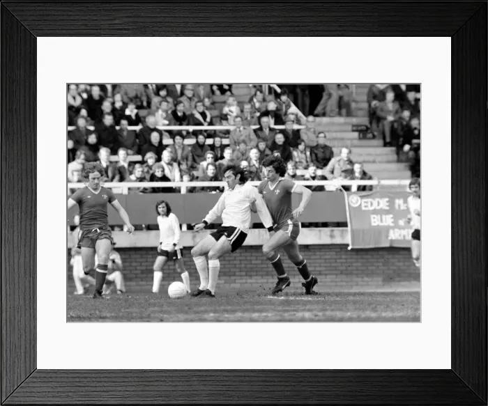 Framed Print : Division Two football Fulham v Chelsea 1976 / 77 season. Fulham won the match three one Framed Print : Division Two football Fulham v Chelsea 1976 / 77 season. Fulham won the match three one