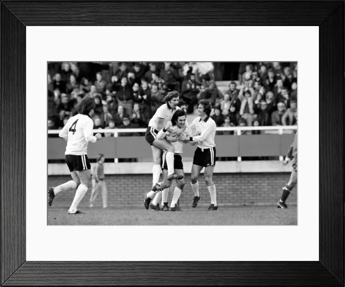 Framed Print : Division Two football Fulham v Chelsea 1976  /  77 season. Fulham won the match three one