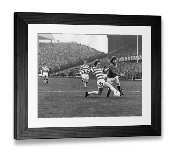 Framed Print : Celtic v Rangers. McNeill of Celtic tackles Conn of Rangers. January 1973 P007134 Framed Print : Celtic v Rangers. McNeill of Celtic tackles Conn of Rangers. January 1973 P007134
