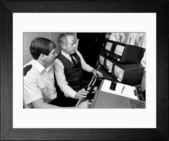 Framed Print : Football Supporters and Hooligans. Police and T. V. equipment at Anfield (Liverpool) today Framed Print : Football Supporters and Hooligans. Police and T. V. equipment at Anfield (Liverpool) today