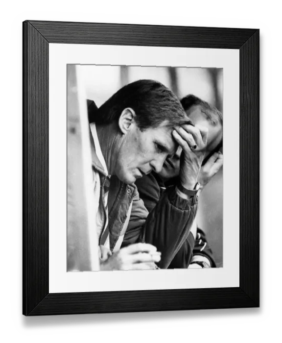 Framed Print : Manchester City manager feels the pressure of management Circa 1986 P007130