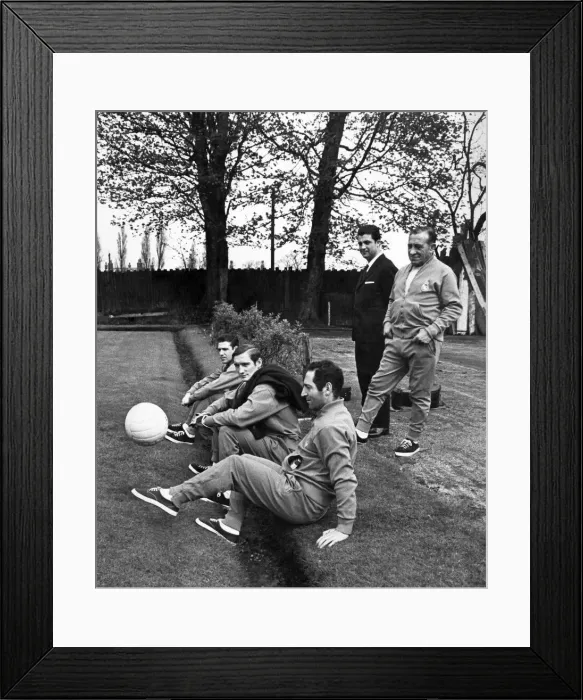 Framed Print : Gento juggles with the bull watched by his team-mates. April 1968 P005802 Framed Print : Gento juggles with the bull watched by his team-mates. April 1968 P005802