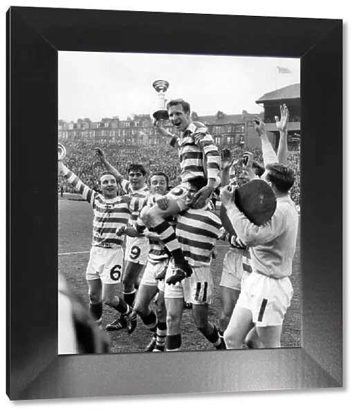 A happy Billy McNeill of Celtica with Scottish cup safely in his hands