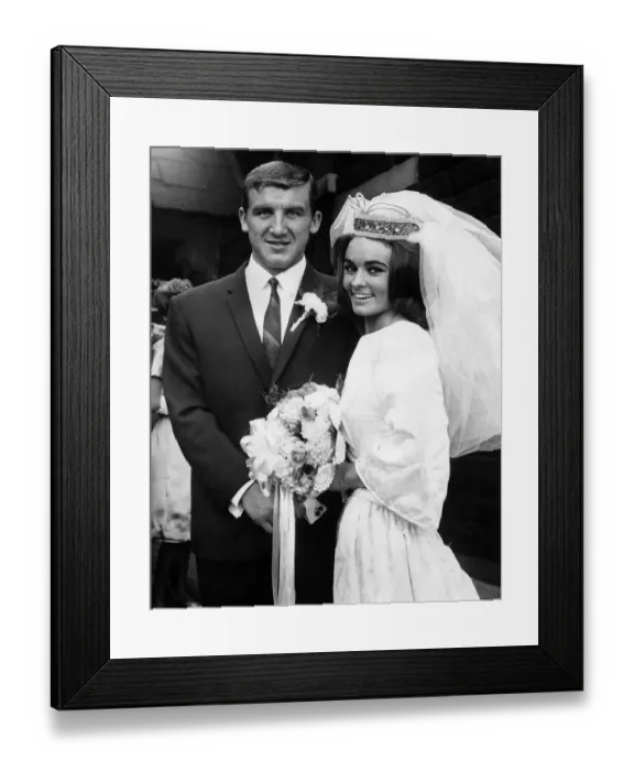Framed Print : Everton footballer Johnny Morrisey on his Wedding Day. P011956 Framed Print : Everton footballer Johnny Morrisey on his Wedding Day. P011956