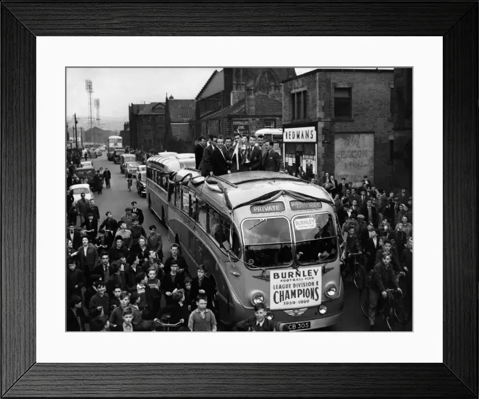 Framed Print : Burnley F. C. tours the Town with the League Winners Cup. May 1960 P011346 Framed Print : Burnley F. C. tours the Town with the League Winners Cup. May 1960 P011346