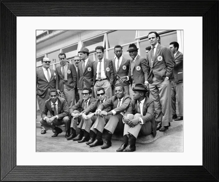 Framed Print : Santos arrive at Ringway. Team group of the Brazillian team Santos after arriving Framed Print : Santos arrive at Ringway. Team group of the Brazillian team Santos after arriving