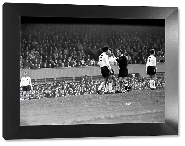 Derby v. Liverpool. McFarland ticked off by ref November 1969 Z10619-017