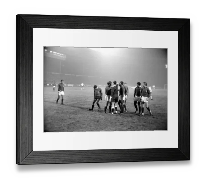 Framed Print : Englands v. Portugal. Penalty! French referee Mouton wards off angry Portugese Framed Print : Englands v. Portugal. Penalty! French referee Mouton wards off angry Portugese