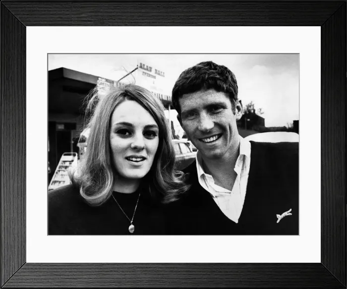 Framed Print : Alan Ball. Everton and England right winger Alan Ball pictured with his fiancee Leslie
