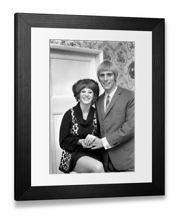Framed Print : A recent engagement picture of Liverpool player Alun Evans and fiancee Lesley Wernick