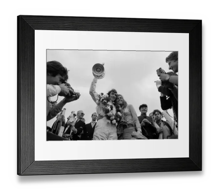 Framed Print : Jackie Stewart, World Champion racing driver, with wife Helen Stewart Framed Print : Jackie Stewart, World Champion racing driver, with wife Helen Stewart