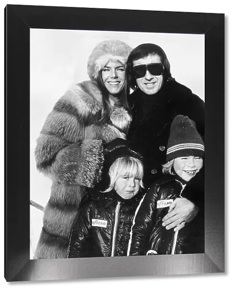Jackie Stewart with wife Helen and sons Paul Stewart and Mark Stewart in Geneva 1974