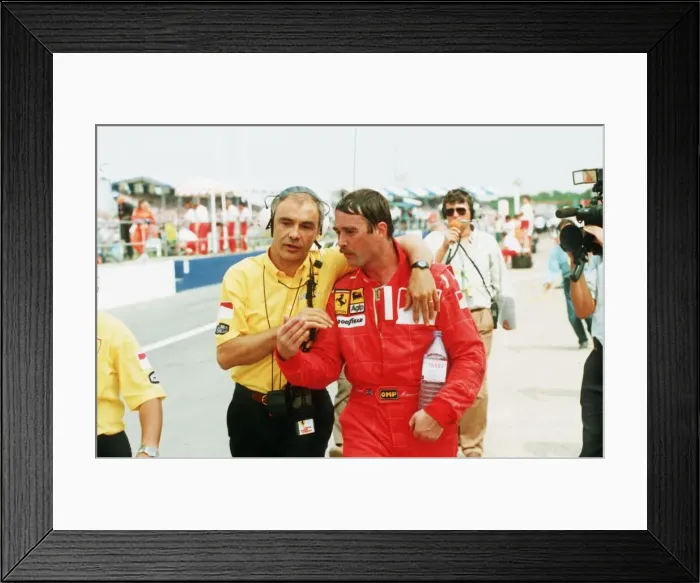 Framed Print : Nigel Mansell racing driver at teh british Grand Prix. 15th July 1990