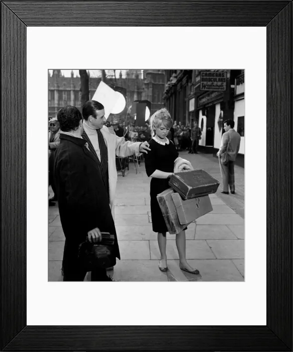 Framed Print : Brigitte Bardot French actress with director filming 1959 Babette Goes to War in Framed Print : Brigitte Bardot French actress with director filming 1959 Babette Goes to War in