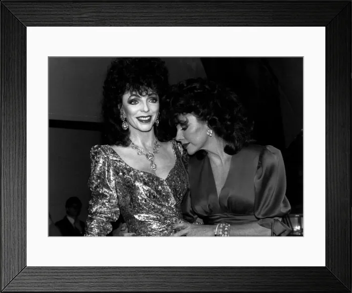 Framed Print : Joan Collins Actress with her Waxwork Model Framed Print : Joan Collins Actress with her Waxwork Model