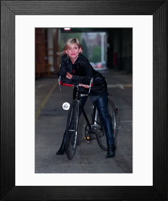 Framed Print : Michelle Collins Actress December 1997 Who stars in Eastenders sitting on bike Framed Print : Michelle Collins Actress December 1997 Who stars in Eastenders sitting on bike