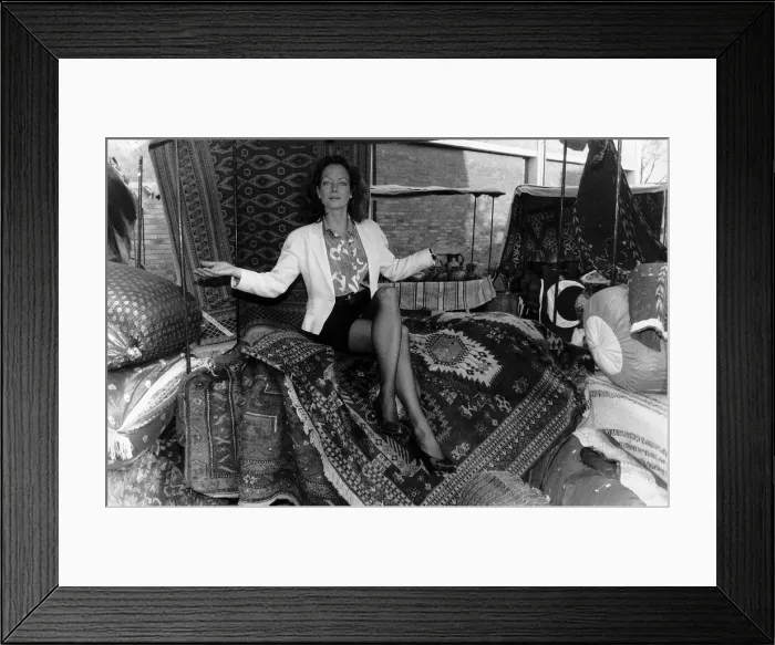 Framed Print : Jenny Seagrove Actress sitting on a rug carpet Framed Print : Jenny Seagrove Actress sitting on a rug carpet