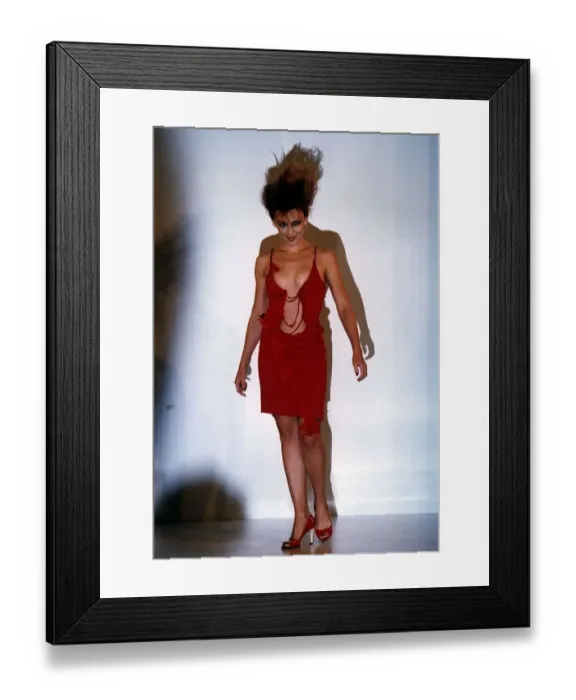Framed Print : Kylie Minogue actress singer on the catwalk at London Fashion Show