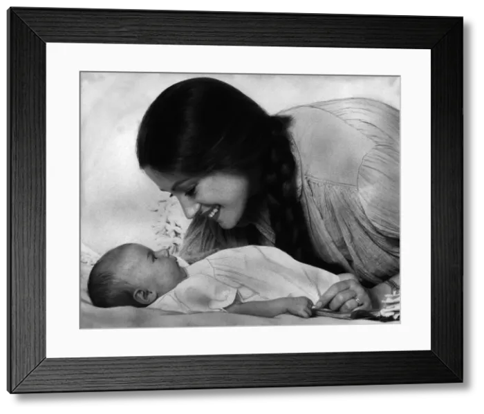 Framed Print : Jane Seymour actress with a baby Framed Print : Jane Seymour actress with a baby