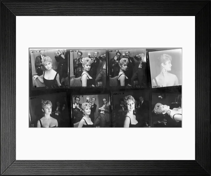 Framed Print : Contact sheet of French film actress Brigitte Bardot. November 1956