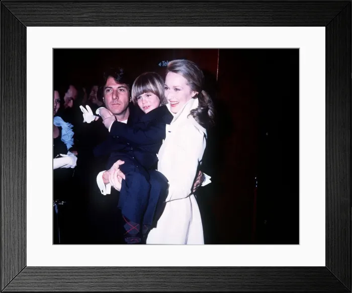 Framed Print : Dustin Hoffman actor with Justin Henry and Meryl Streep at the premiere of their latest Framed Print : Dustin Hoffman actor with Justin Henry and Meryl Streep at the premiere of their latest
