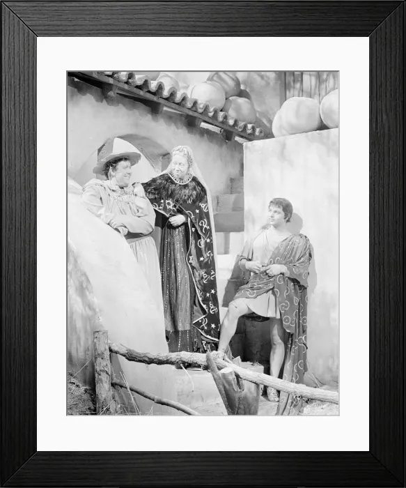 Framed Print : Charles Laughton actor and Dame Flora Robson actress on the set of a film in costume