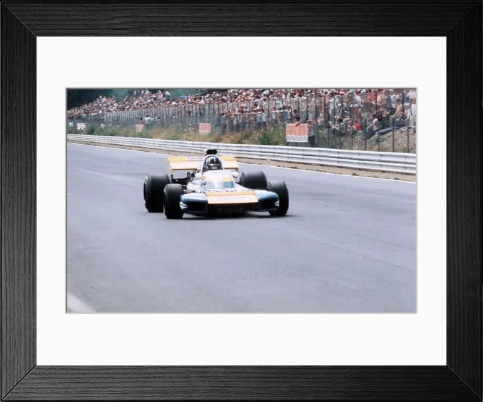 Framed Print : German Grand Prix 1971 at Nurburgring, Graham Hill driving a Brabham-Ford Framed Print : German Grand Prix 1971 at Nurburgring, Graham Hill driving a Brabham-Ford