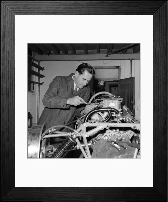 Framed Print : Jack Brabham working on his Grand Prix racing cars engine 20 / 7 / 62 Q6068-12 Framed Print : Jack Brabham working on his Grand Prix racing cars engine 20 / 7 / 62 Q6068-12