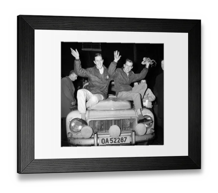 Framed Print : RAC Rally Winners November 1964 Swedish duo Gunnar Thermaenius on the left with Tom