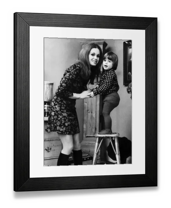 Framed Print : Joanna Lumley Actress with son James aged two, 1969