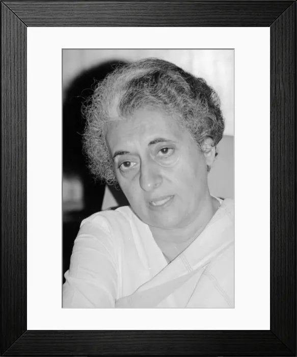 Framed Print : Indian Prime Minister Indira Gandhi seen here in here office in the Parliament building