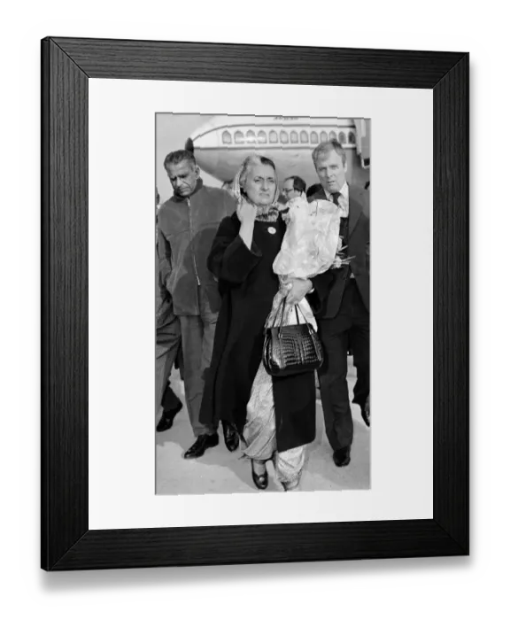 Framed Print : Mrs Indira Gandhi Indian Prime Minister seen here arriving at Heathrow airport Framed Print : Mrs Indira Gandhi Indian Prime Minister seen here arriving at Heathrow airport