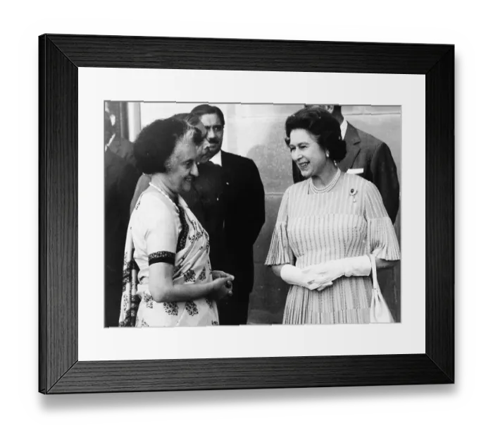 Framed Print : Queen Elizabeth II with Indira Gandhi during the Royal Tour of India November 1983