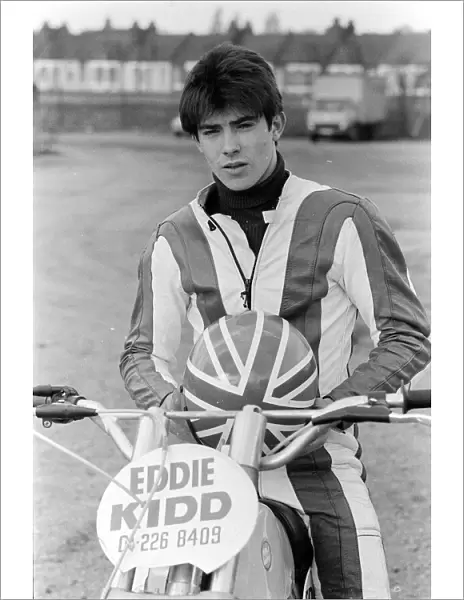 Eddie Kidd motor cycle stunt rider Eddie Kidd, Britains answer to Evel Kneivel