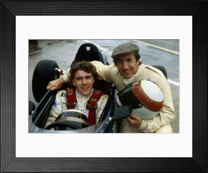 Framed Print : Paul Stewart sitting in racing car with his father May 1987 Framed Print : Paul Stewart sitting in racing car with his father May 1987